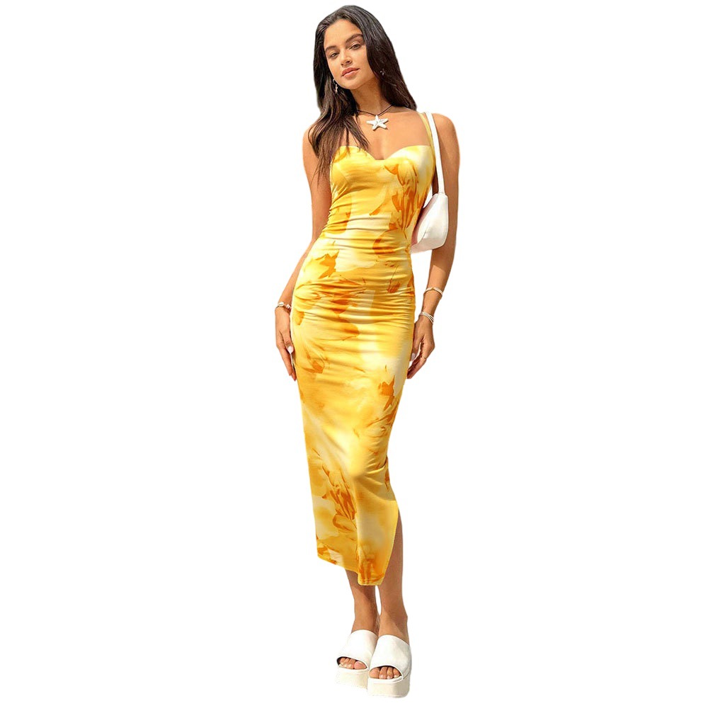 Womens Casual Strapless Bodycon Floral Wrap Dress