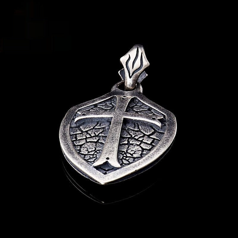 S925 Sterling Silver Cross Shield Pendant