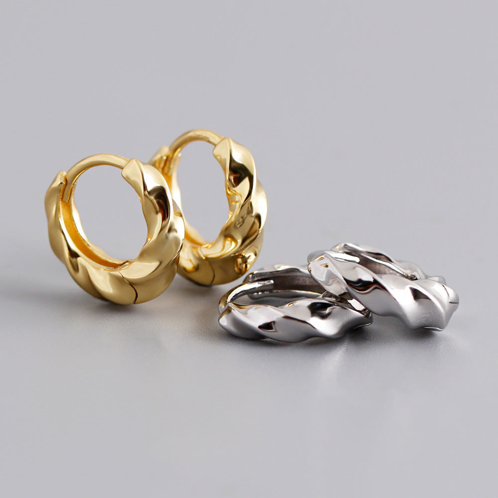 Golden Circle Twisted S925 Silver Ear Clip