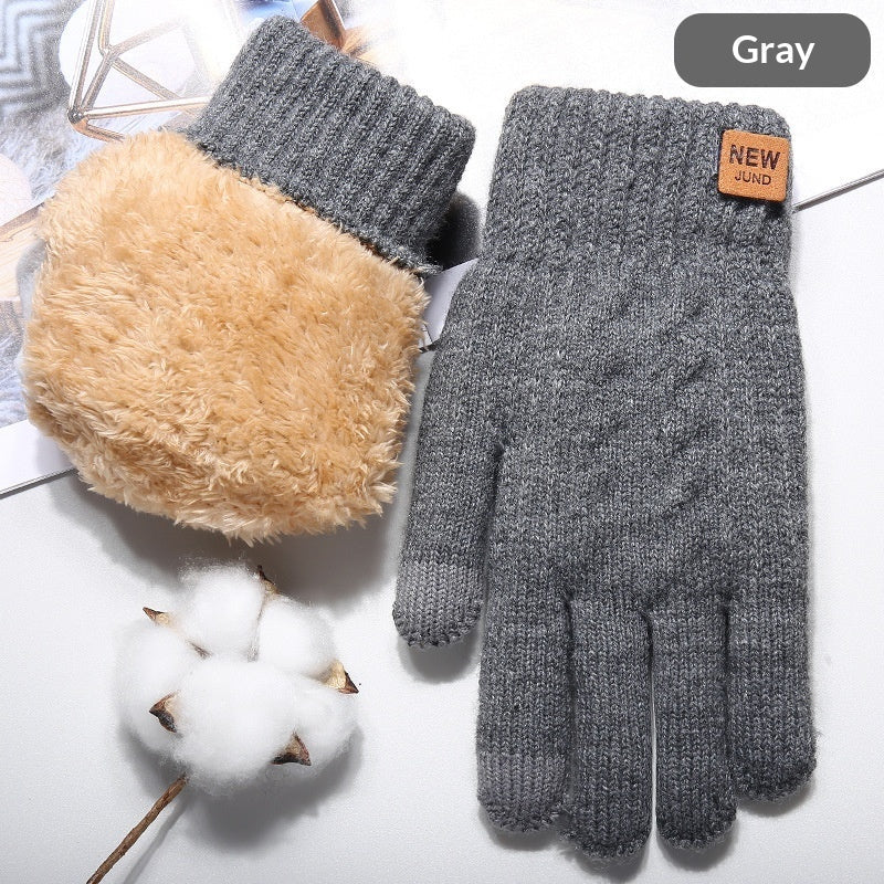 Autumn And Winter Touchscreen Gloves For Men With Fleece Lining