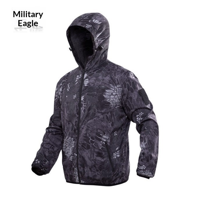 Quick-drying Camouflage Skin Suit Tactical Hooded Outdoor Windbreaker With Breathable Design