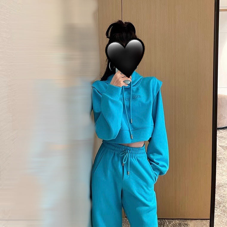 Hooded Sweater Waist Waist Casual Pants Sportswear Suit Women