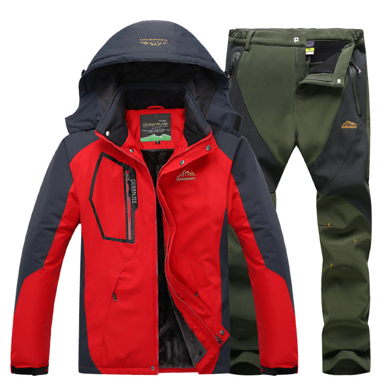 Men's Winter Waterproof Fleece Lined Outdoor Jacket Set
