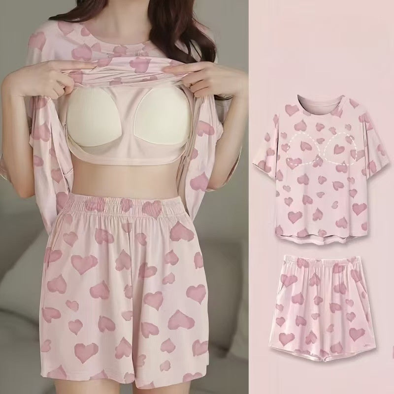 Womens Padded Bra Sleepwear Set