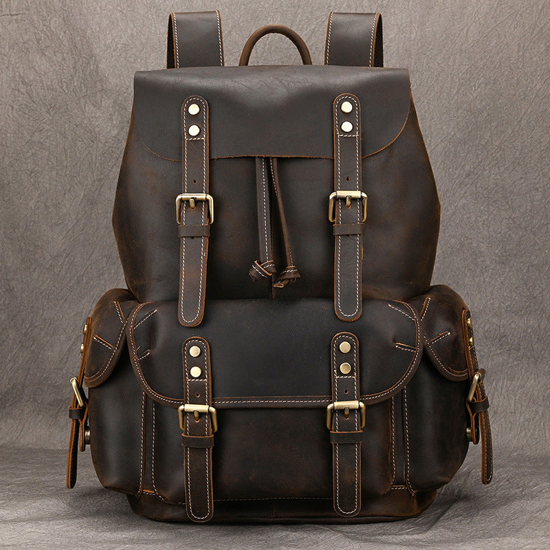 Crazy Horse Leather Outdoor Backpack