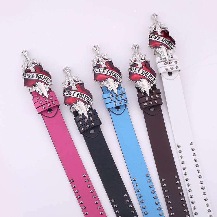 One Sword Piercing The Heart Big Head Belt Buckle Personality Spicy Girl