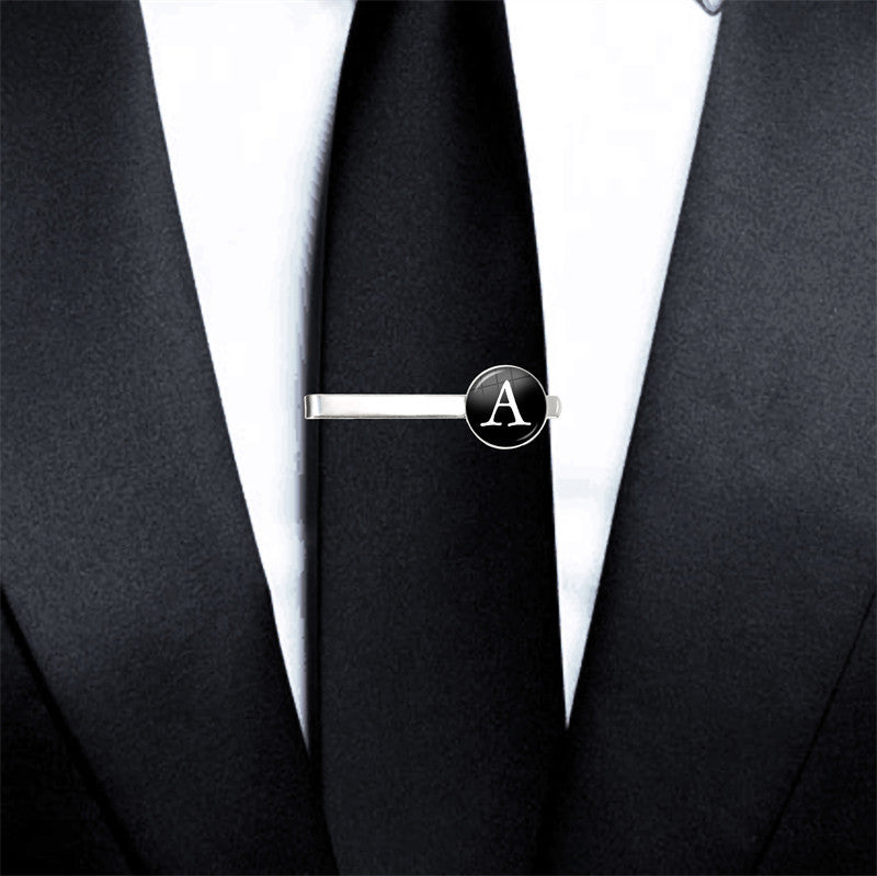 Letter Tie Clip Decoration With French Shirt