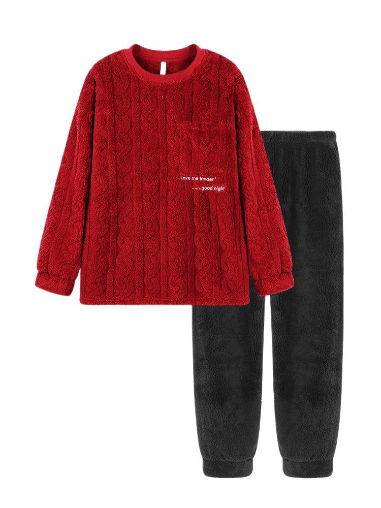 Couple Thickened Men's Coral Fleece Home Wear Suit Autumn And Winter