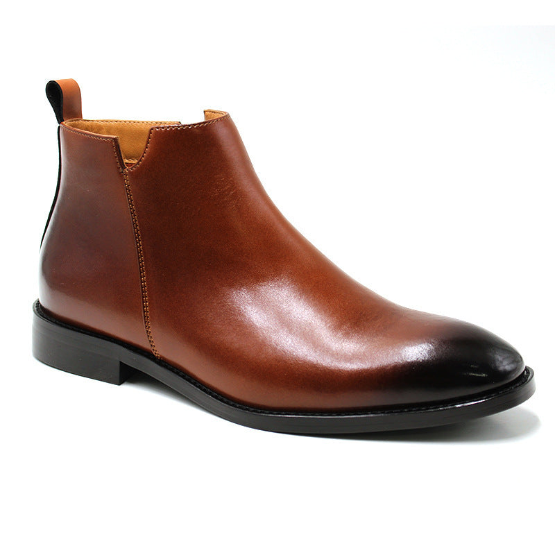 Men's British Side Zipper Leather Martin Boots