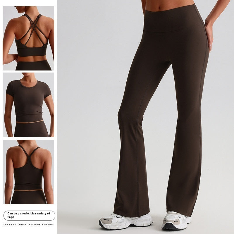 Wide-leg Bell-bottoms Tight Nude Feel Hip Raise Yoga Pants