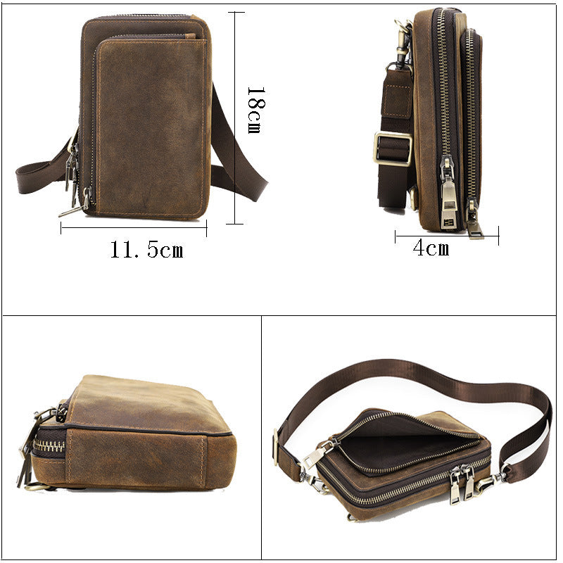 Retro Crazy Horse Men's Crossbody Phone Bag