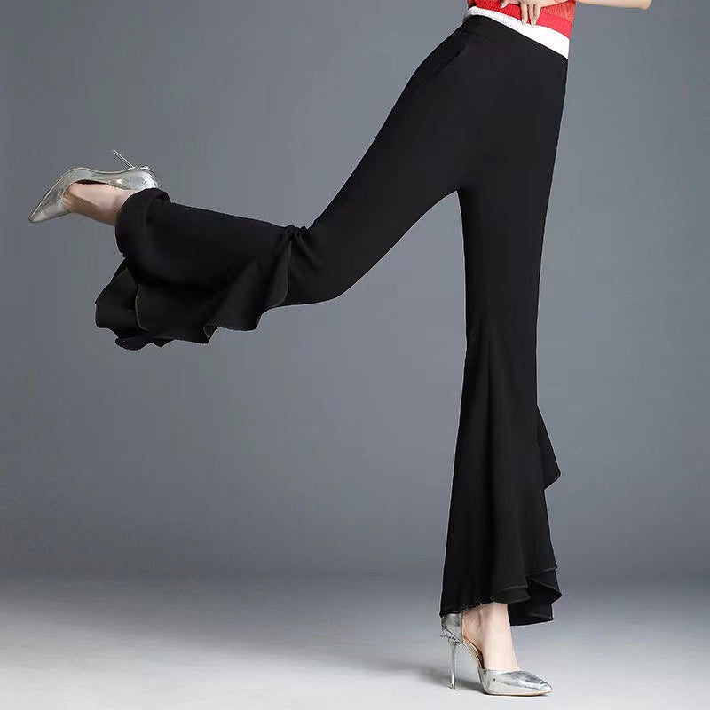 Spring And Summer New High Waist Black Bell-bottoms