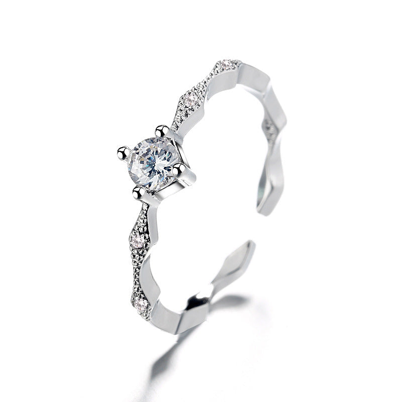 Rhombus Zircon Open Index Finger Ring