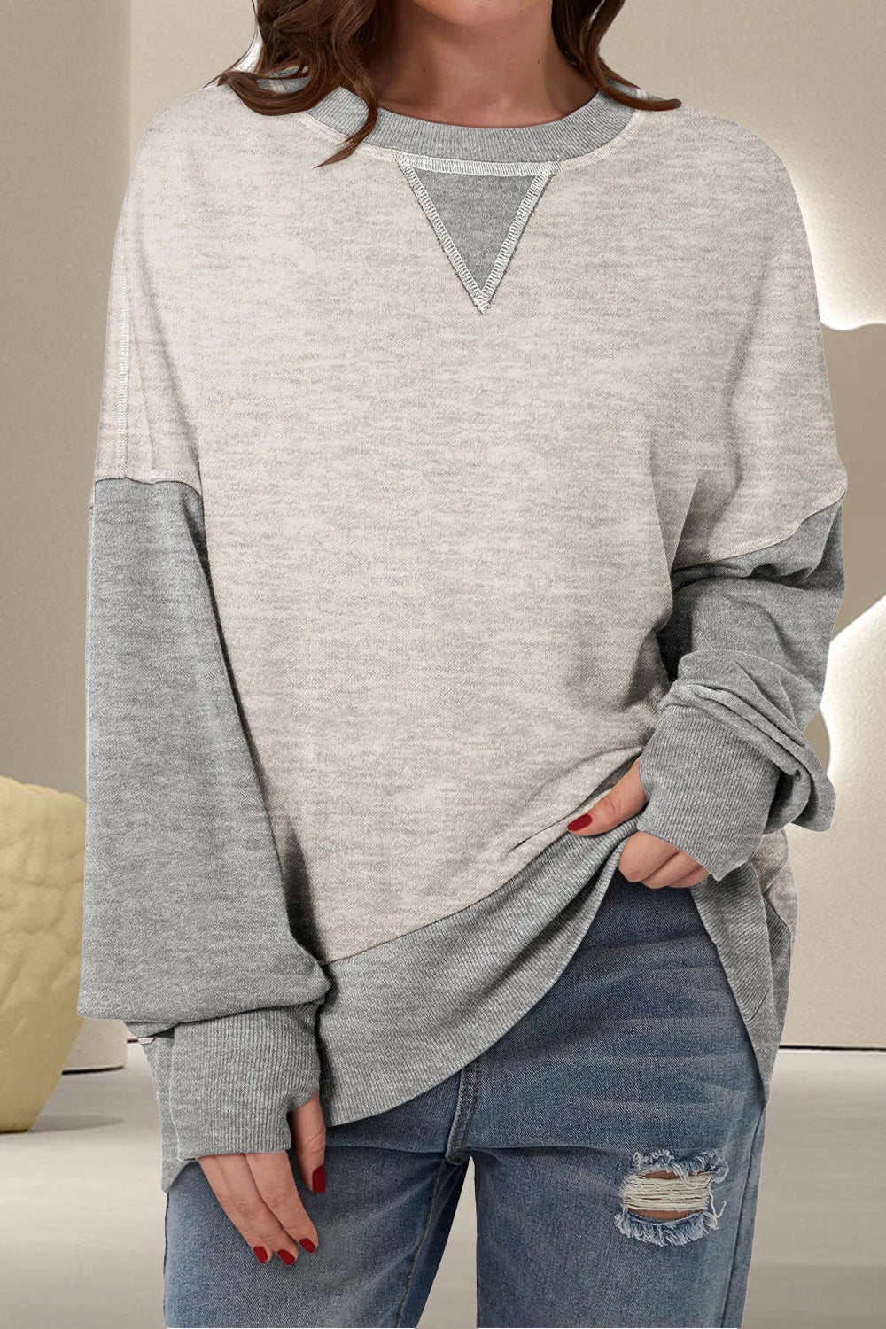 Women's Contrast Crewneck Sweatshirt