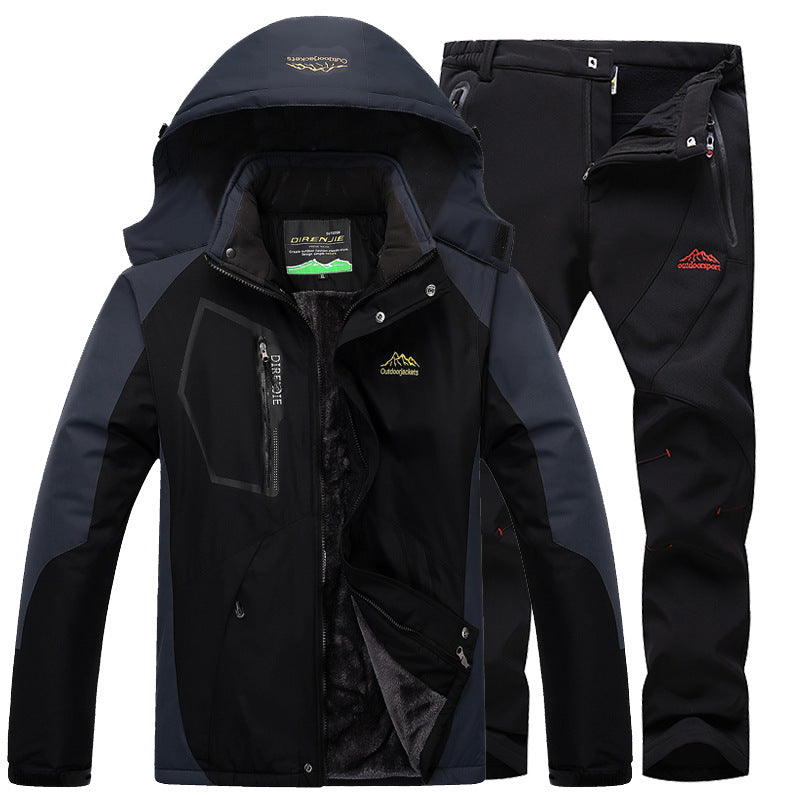 Men's Winter Waterproof Fleece Lined Outdoor Jacket Set