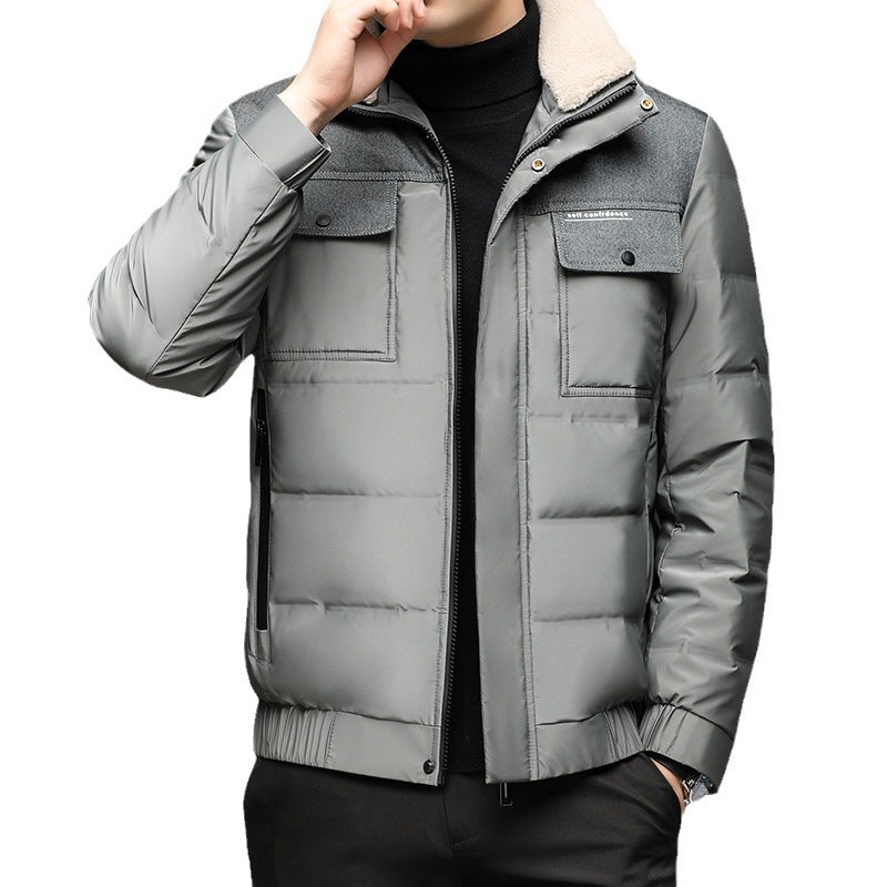 Men's Casual Winter Down Jacket with Fur Collar