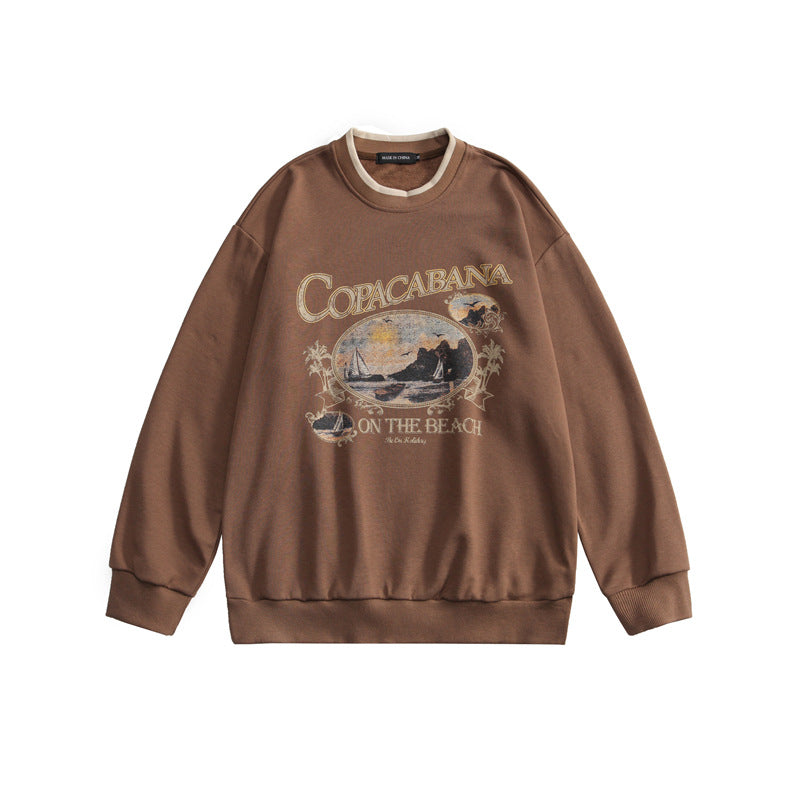 Japanese Retro Niche Design Round Neck Sweater Couple Wear