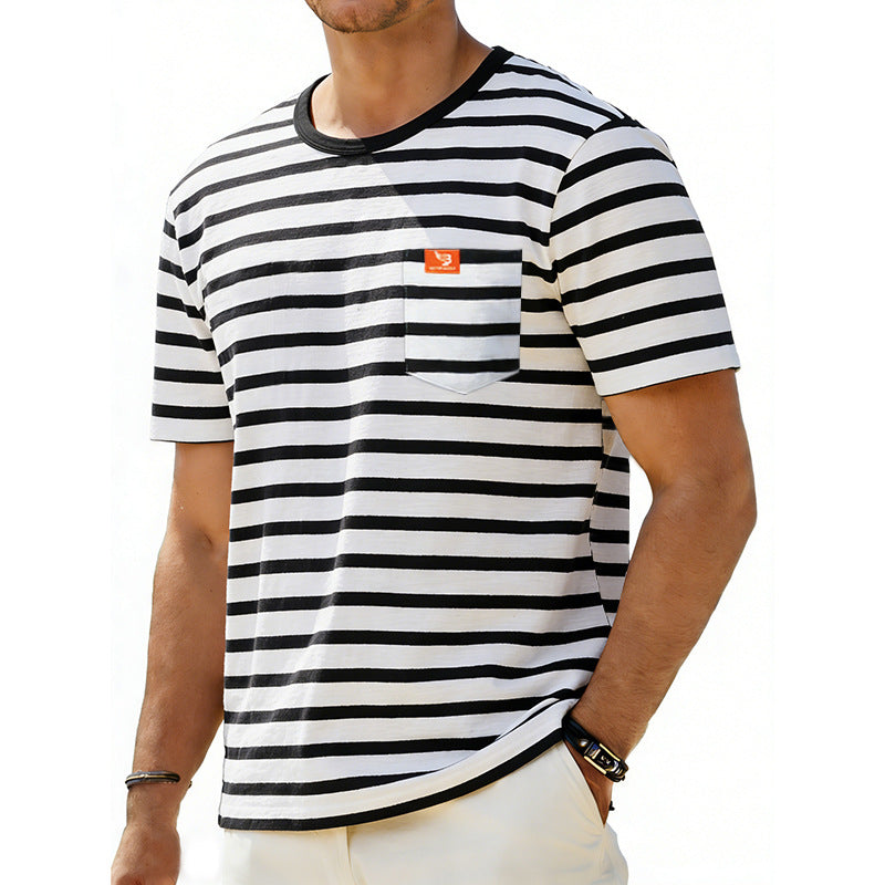 Men's Loose-fit Retro Simple Casual Crew-neck Short-sleeve T-shirt