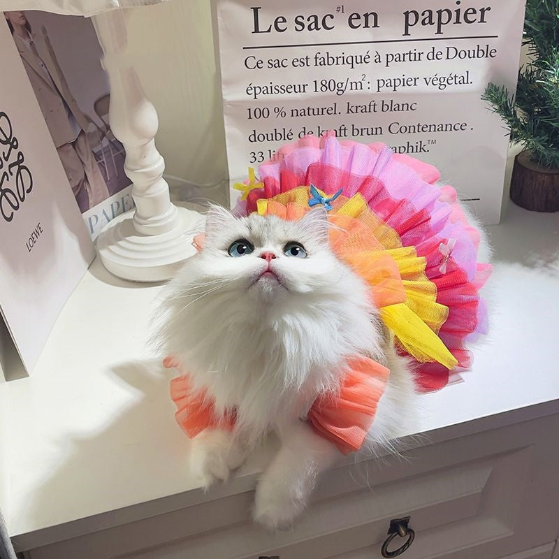 Pet Cat Clothes Dog Lace Mesh Dress