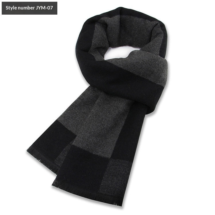 Mens Wool-Blend Plaid Scarf Winter Warmth & Extra Thickness