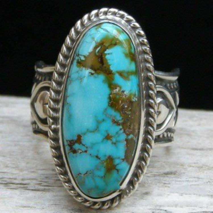 Ladies New Vintage Green Turquoise Ring