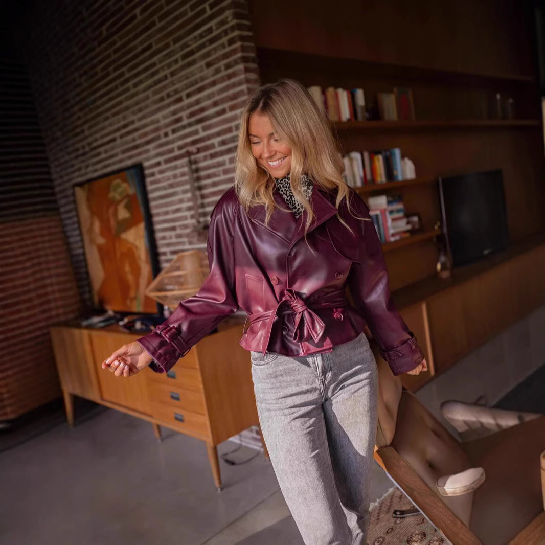 Street Retro High-grade Leather Jacket Short Coat