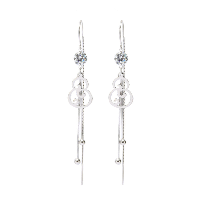 National Style Gourd New Earrings Temperament Silver Jewelry