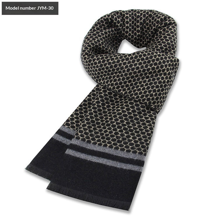Mens Wool-Blend Plaid Scarf Winter Warmth & Extra Thickness
