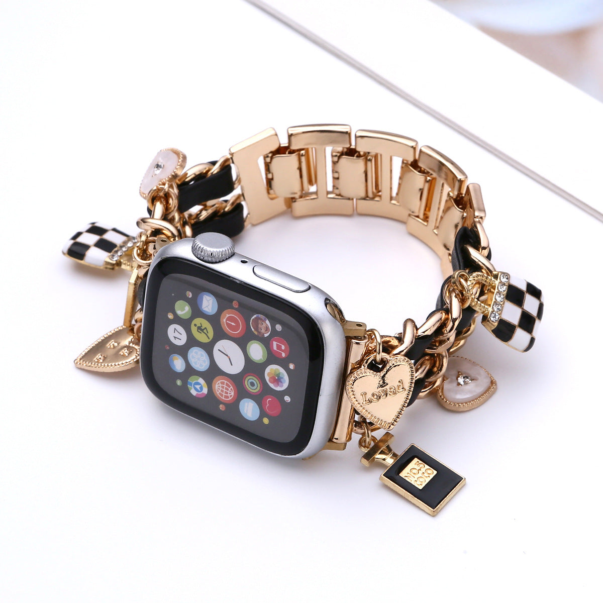 Suitable For Iwatch9 Watch Strap, Small Fragrant Style Iwatchs10 Generation Leather Chain Metal Bracelet