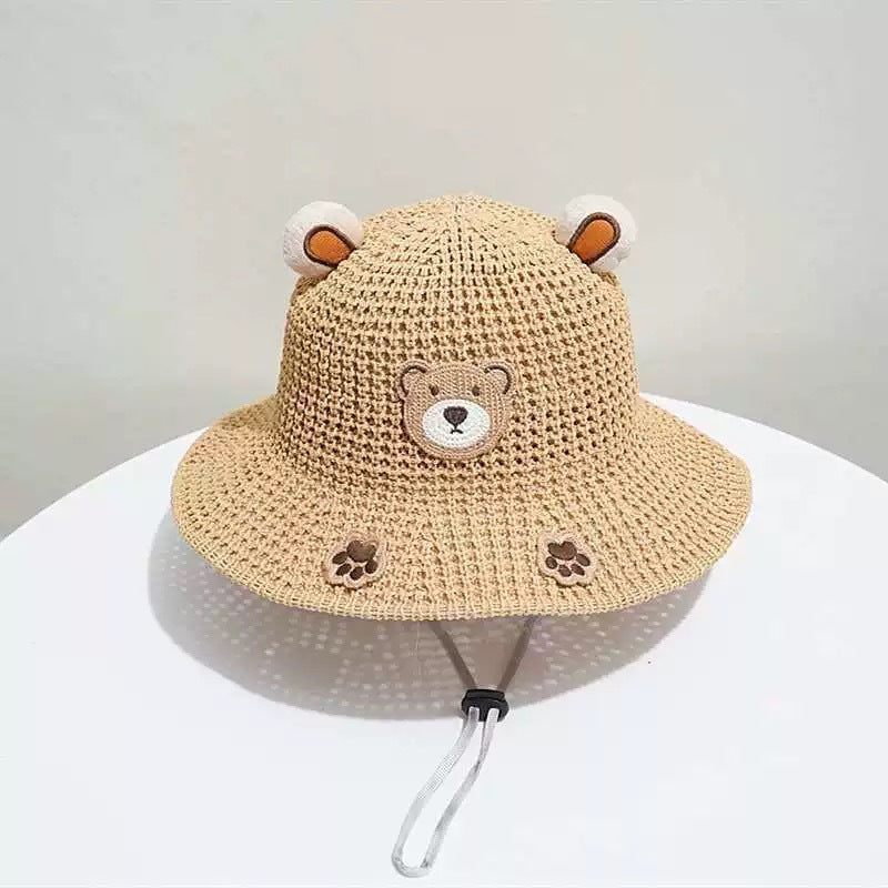 Bear Sun-proof Straw Hat Baby Travel Breathable Sun Hat