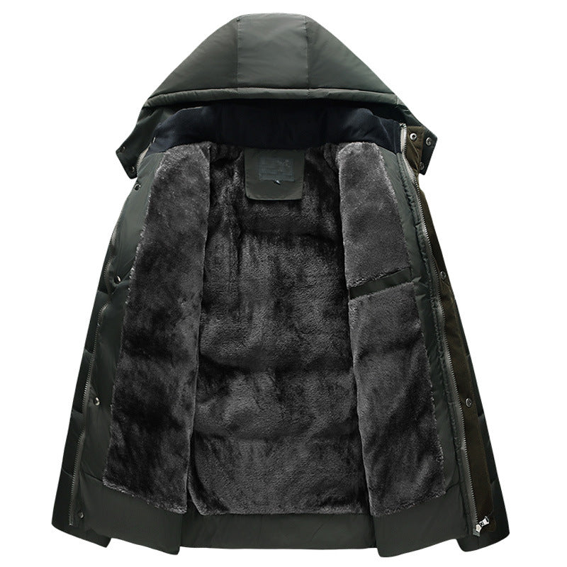 Men's Winter Wool Hooded Jacket with Fleece Lining