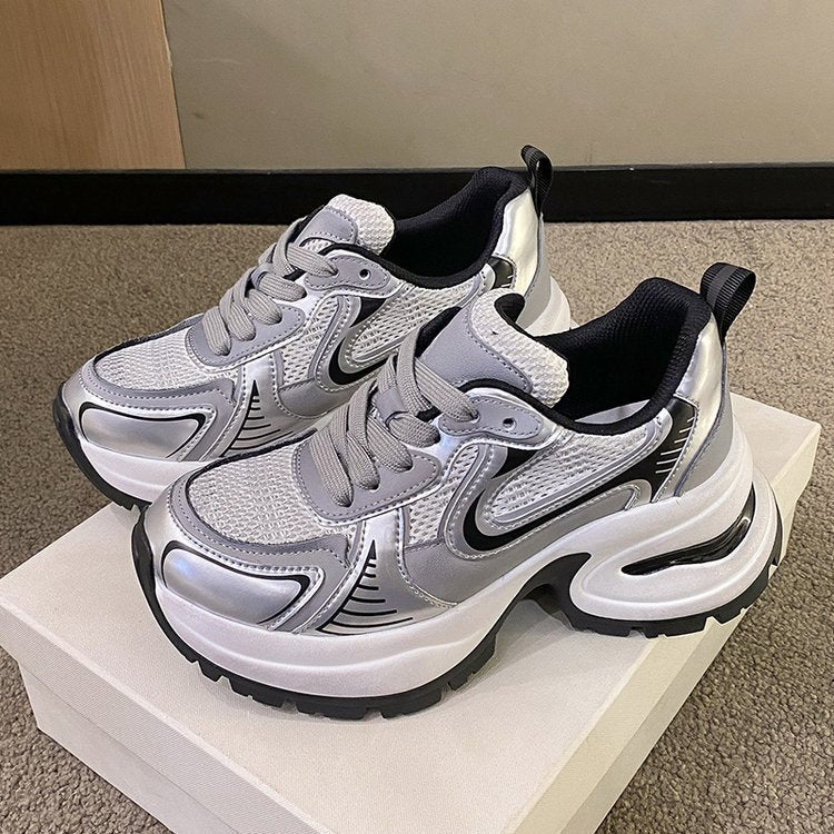 Thick Bottom Leather Clunky Sneakers