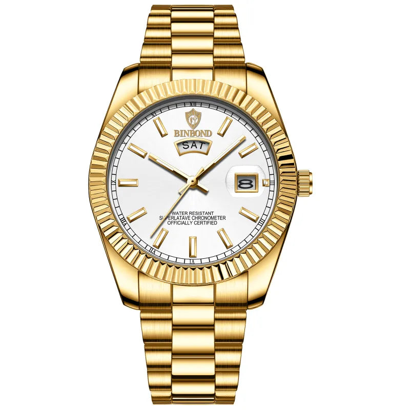 Style Loft Collection Plan-les-Ouates Steel Belt Waterproof Double Calendar Luminous Watch