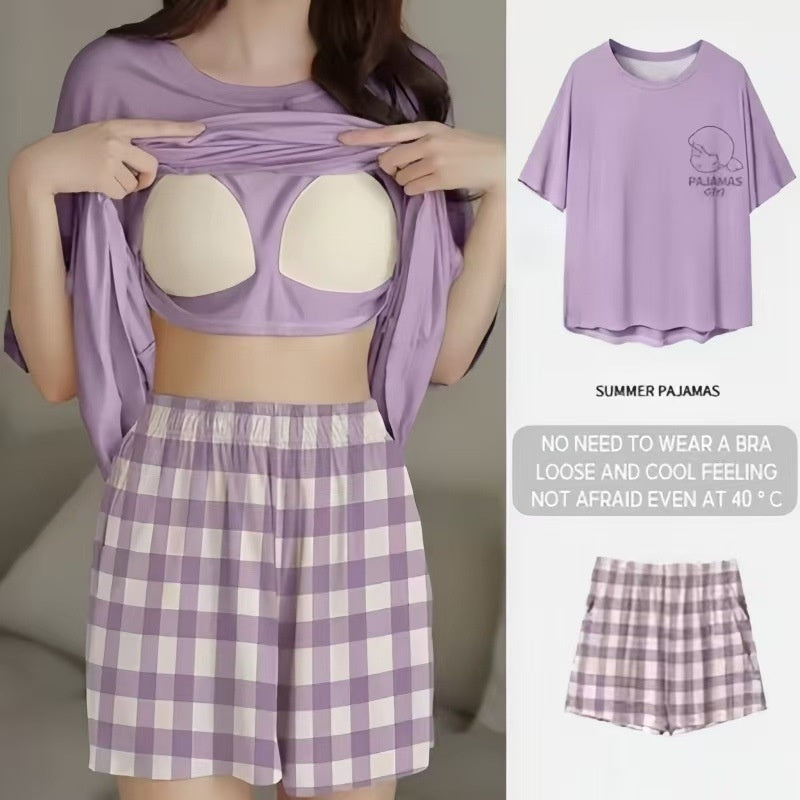 Womens Padded Bra Sleepwear Set