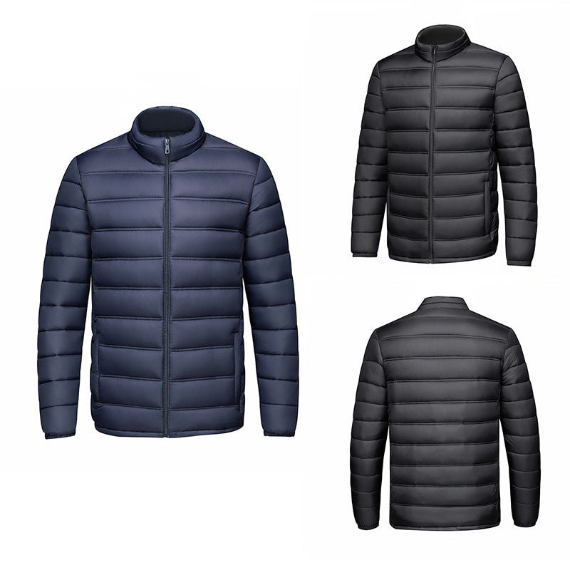 Mens Warm StandUp Collar Zippered CottonPadded Jacket