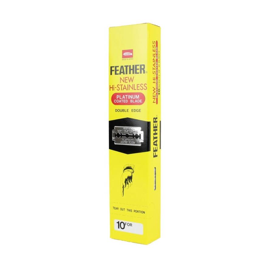 Feather New Hi-Stainless Platinum Coated Double Edge Blades - 20x10 Pack