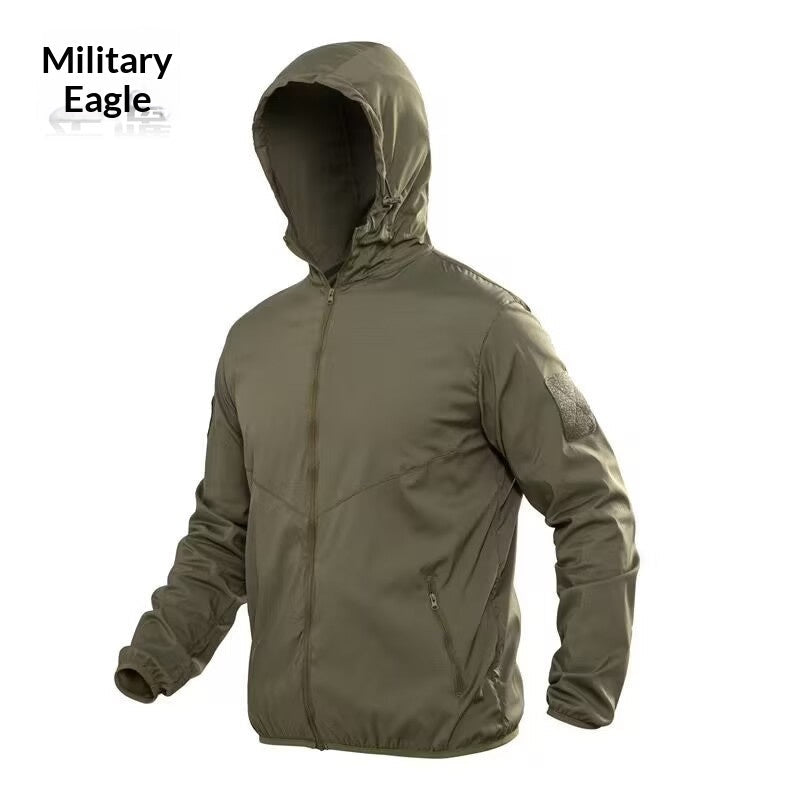 Quick-drying Camouflage Skin Suit Tactical Hooded Outdoor Windbreaker With Breathable Design