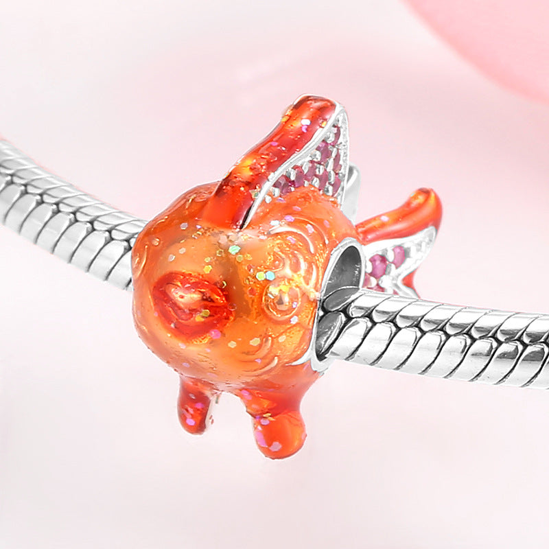 S925 Sterling Silver Beads Cute Insect Series Jewelry Plug Spacer Beads DIY Accessories Beads Enamel Color Silver Jewelry