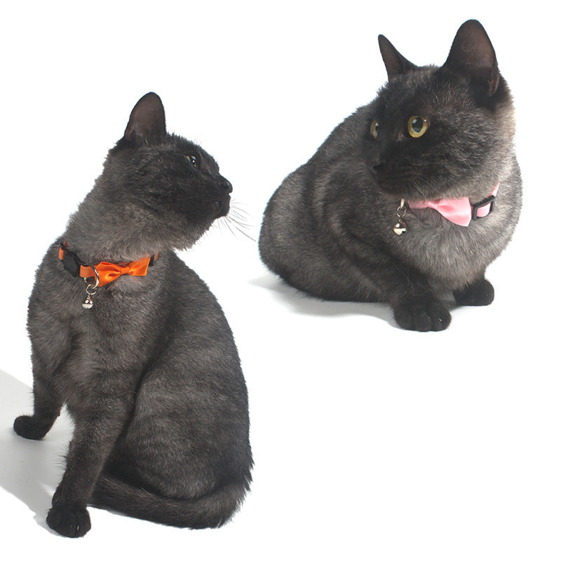 Pet Bow Collar Nylon Ribbon Multi-color Adjustable With Bell Pet Decorations