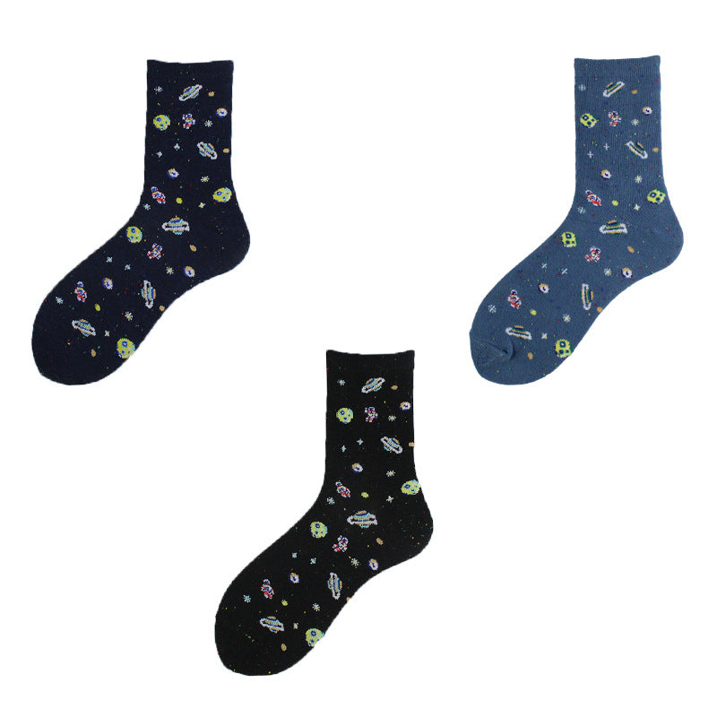 Women's Cotton Socks Cosmic-themed Creative Floor-length Stockings