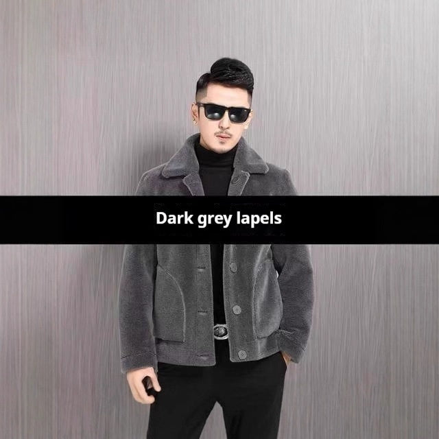 Double-sided Wear Polo Collar Jacket Men's Fur One-piece Velvet Padded Coat