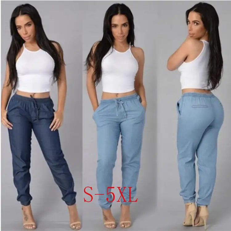 Style Loft Collection Loose Solid Color Denim Trousers for Women