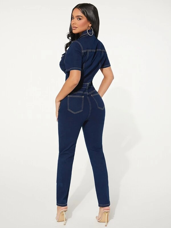 Women's Skinny Denim Jumpsuit