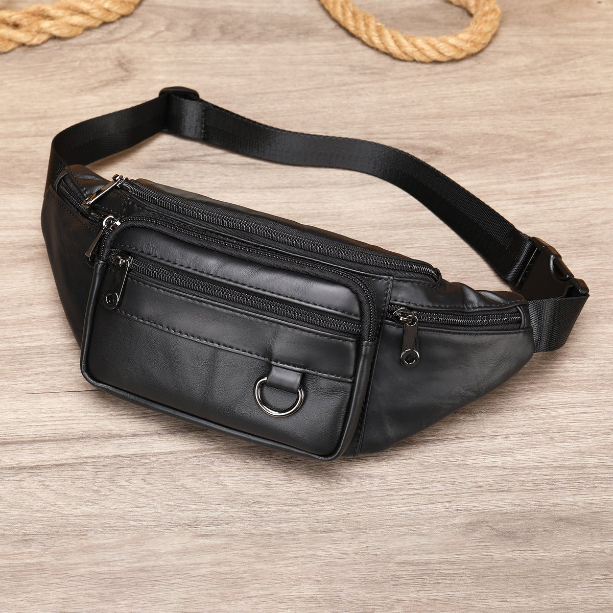 Men's Leather Phone Belt Chest Bag