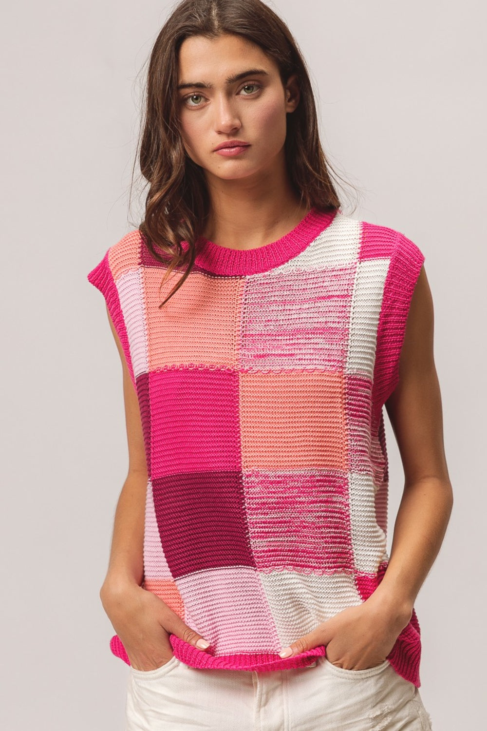 Patriotic Colorblock Sweater Vest for Women