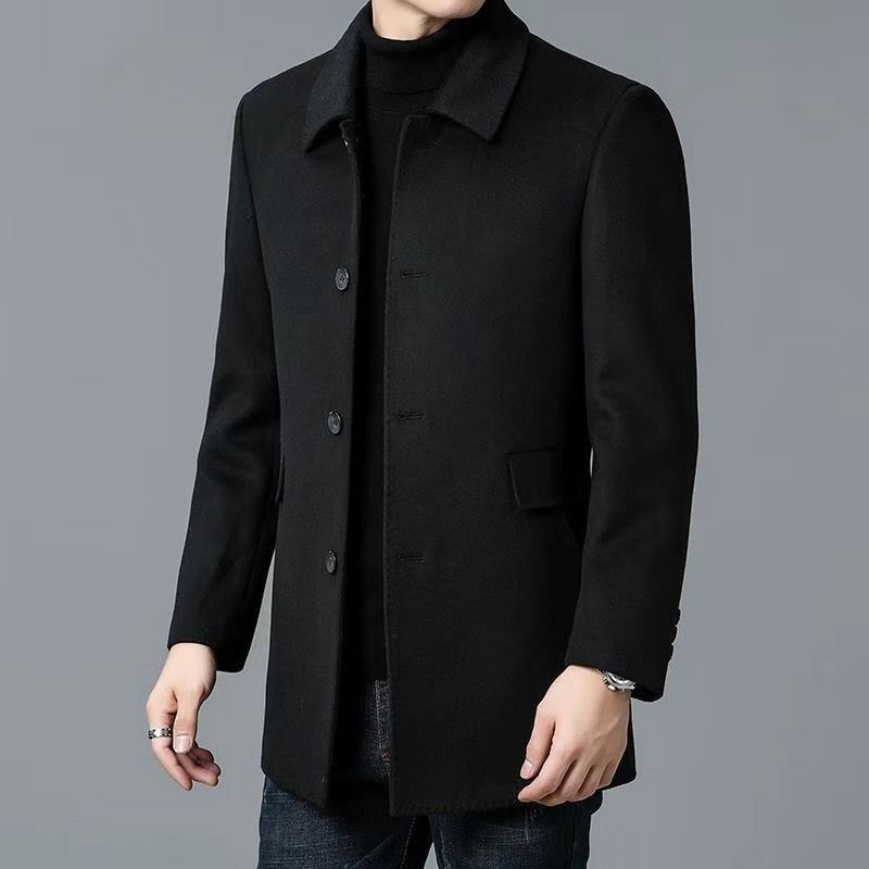 Men's Mid-length Double-sided Four-season Lapel Woolen Coat