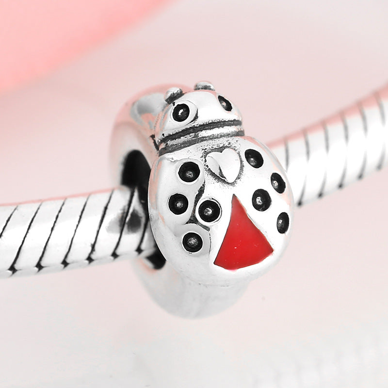 S925 Sterling Silver Beads Cute Insect Series Jewelry Plug Spacer Beads DIY Accessories Beads Enamel Color Silver Jewelry