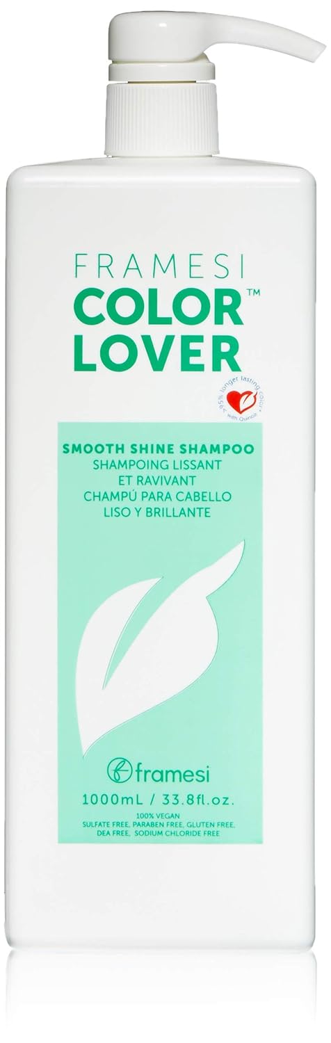 Framesi Color Lover Smooth Shine Shampoo, Sulfate Free Shampoo with Quinoa and Aloe Vera, Color Treated Hair  33.8 Oz