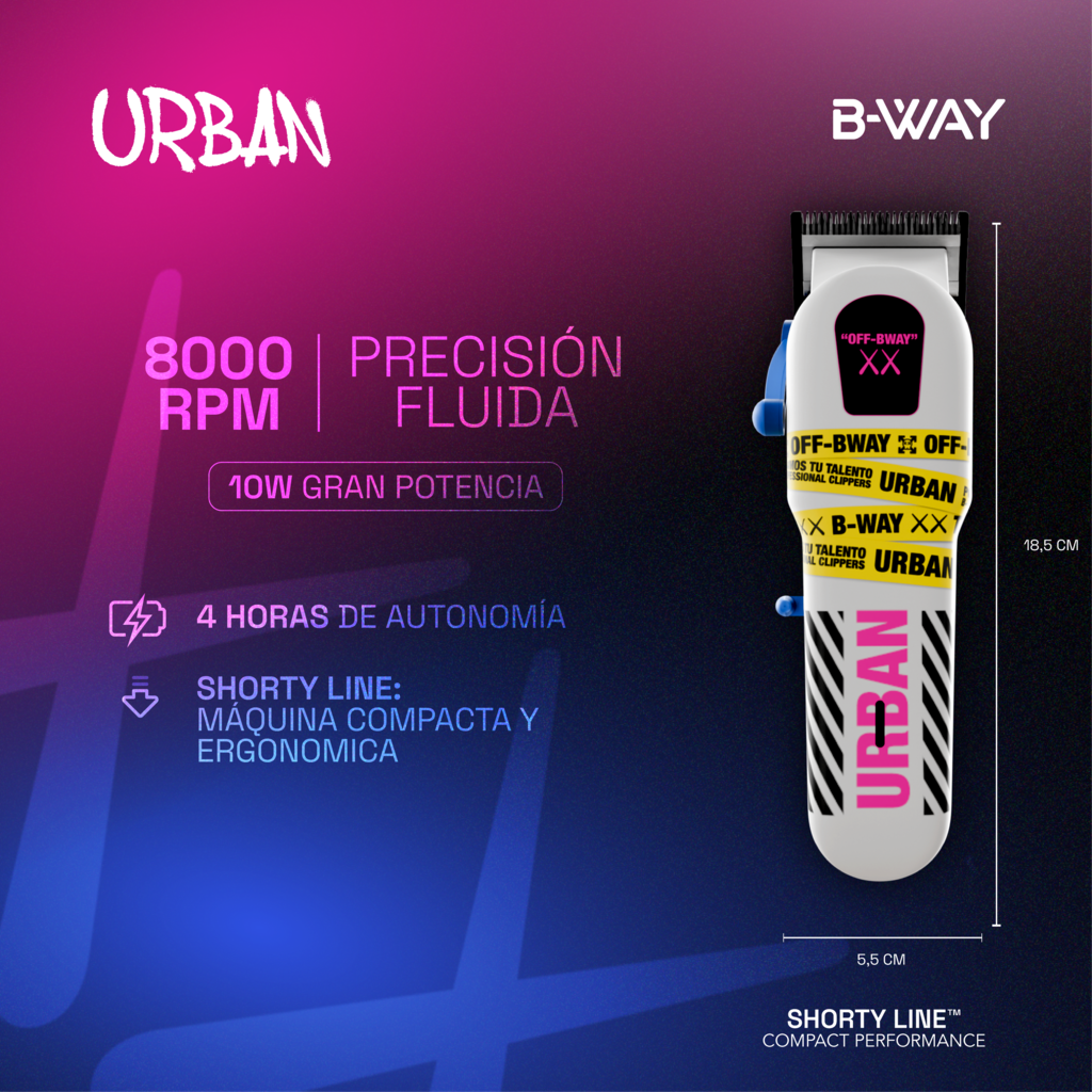 B-WAY Professional Barber Kit – Cordless Hair Clipper, Trimmer & Foil Shaver Set – Urban New Clipper, CUTZ White Detail Trimmer & OFF White Shaver for Fades, Haircuts & Finishing