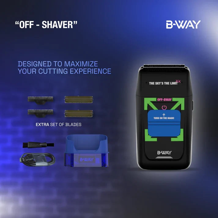 B-WAY Professional Barber Clipper Trimmer & Foil Shaver Set – B10K Hair Clipper, CUTZ Dark Trimmer & OFF Black Shaver – Cordless 3-in-1 Barber Grooming Kit for Fades, Outlining & Finishing